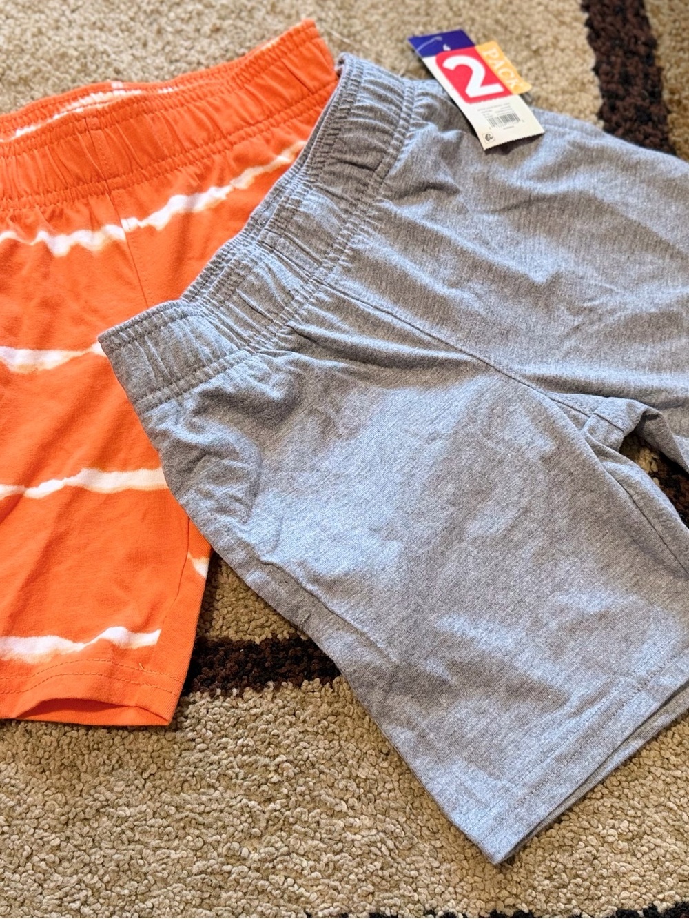 Kids 2-Pack Casual Shorts - Orange Stripe & Gray
